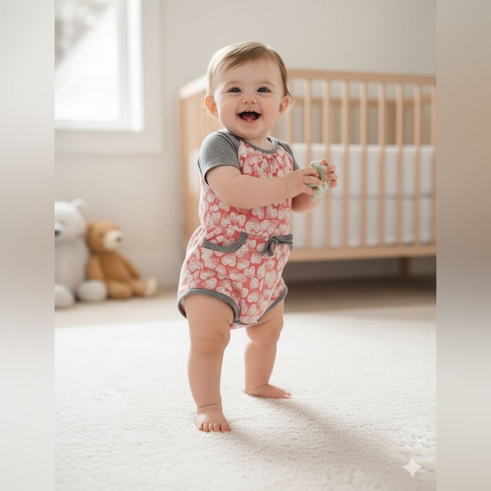 Miki miette heart terry baby romper